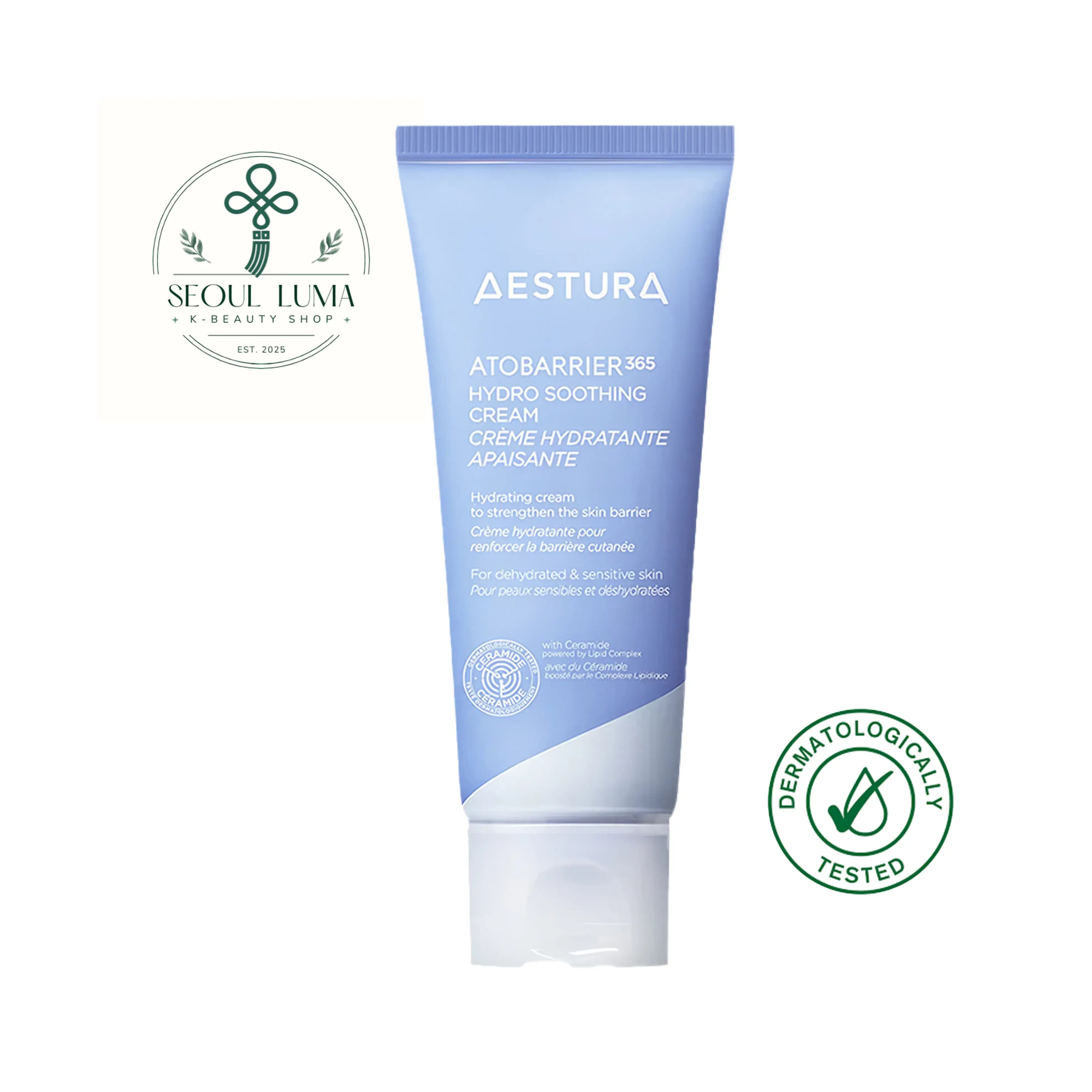 Aestura ATOBARRIER 365 Hydro Soothing Cream providing lightweight, deep hydration and cooling relief for sensitive and dehydrated skin